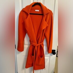 Kettlewell Colours Vibrant Orange Belted Cardigan/Coatigan EUC Size L $249